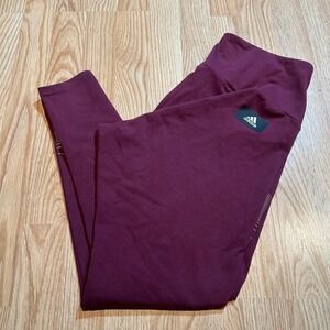 Adidas Women's 1X Burgundy‎ Activewear Leggings w Geometric Design